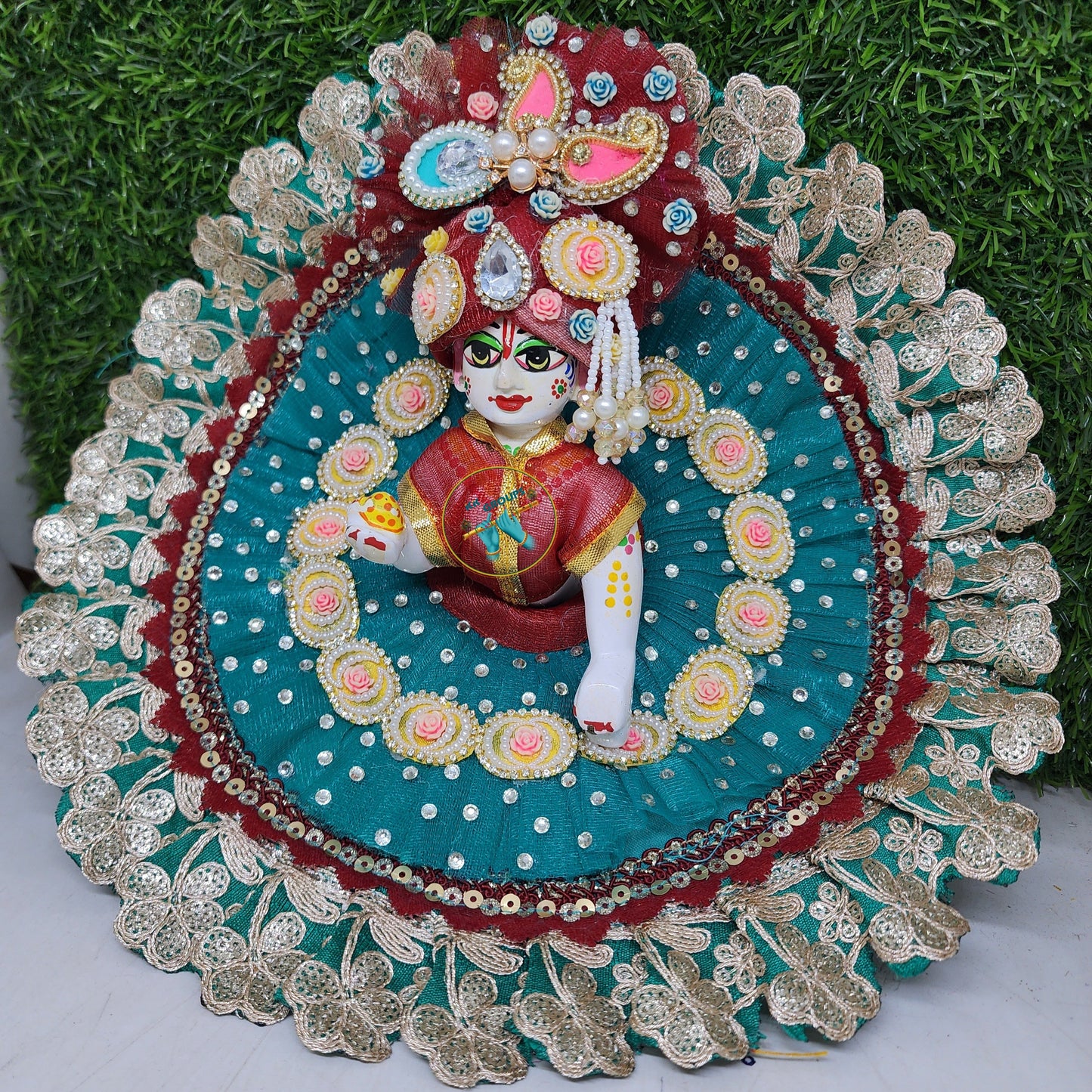 Lavender Heavy Dress for laddu gopal ji with pagdi
