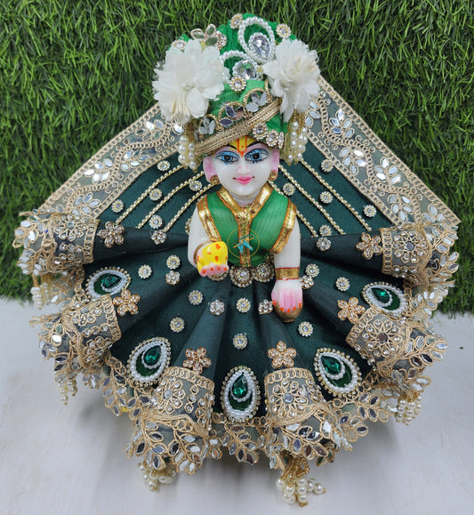 Darkgreen Festive Special Heavy Dress for Laddu Gopal Ji