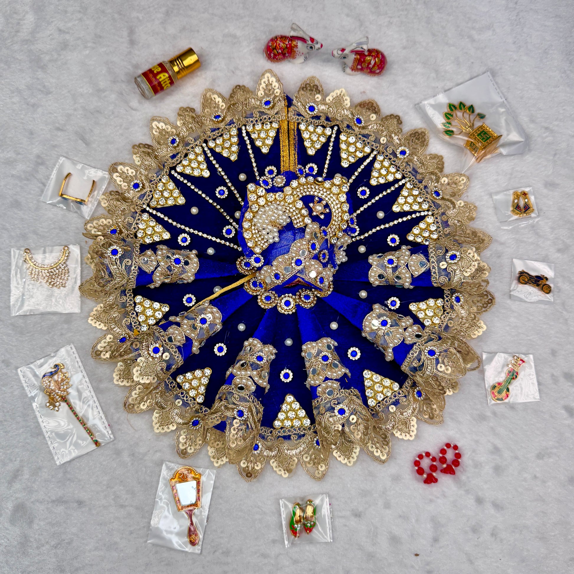 Janmashtami Special Combo for Laddu Gopal Ji – Designer Dress & Accessories (12 Items)