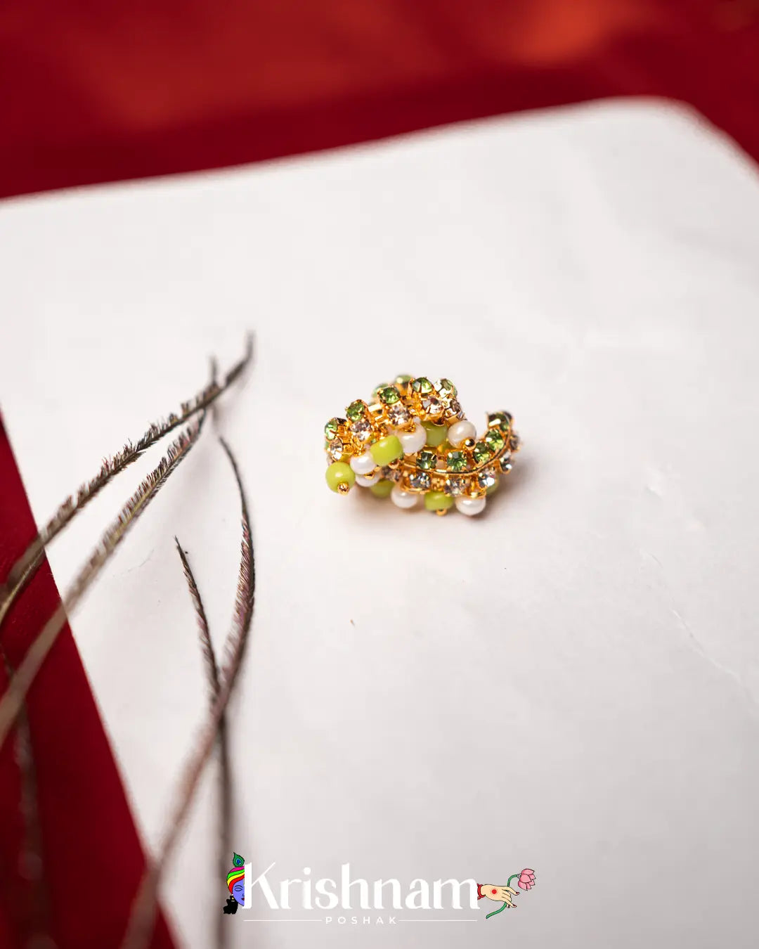 Kundan Moti Hanging Kangan for Shree Radha ,Shree Krishna & Laddu Gopal Ji (Fits to Size 0to3) (1 Set) - Krishnam Poshak