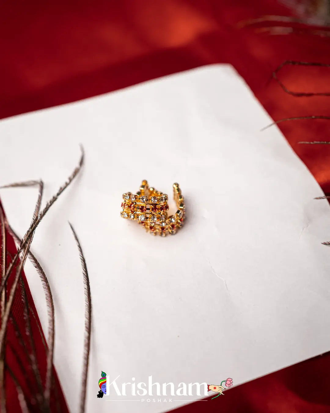 Kundan Elegant Kangan for Shree Radha ,Shree Krishna & Laddu Gopal Ji (Fits to Size 2to5) (1Set) - Krishnam Poshak