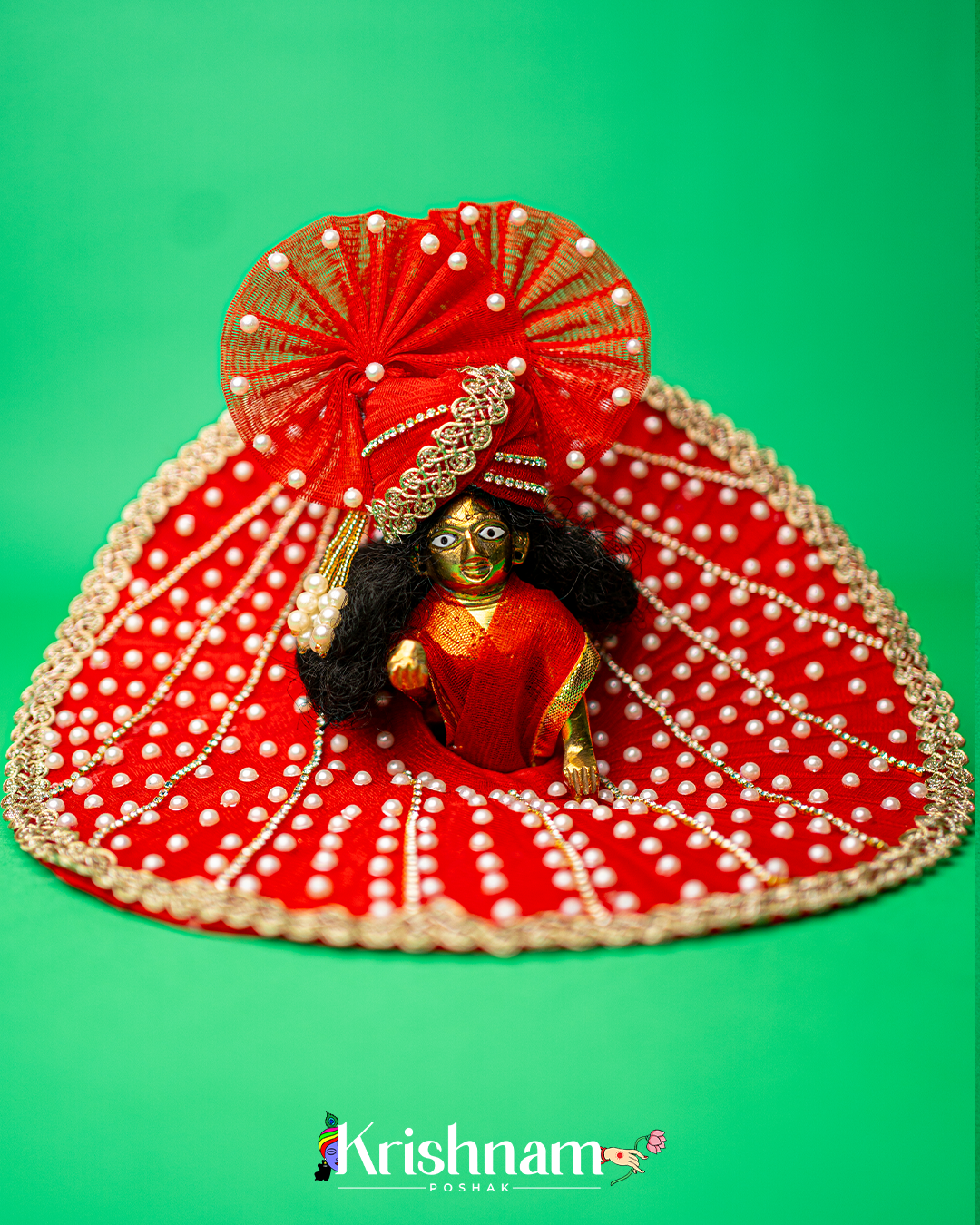 Red Heavy dress for laddu gopal ji Krishnam Poshak