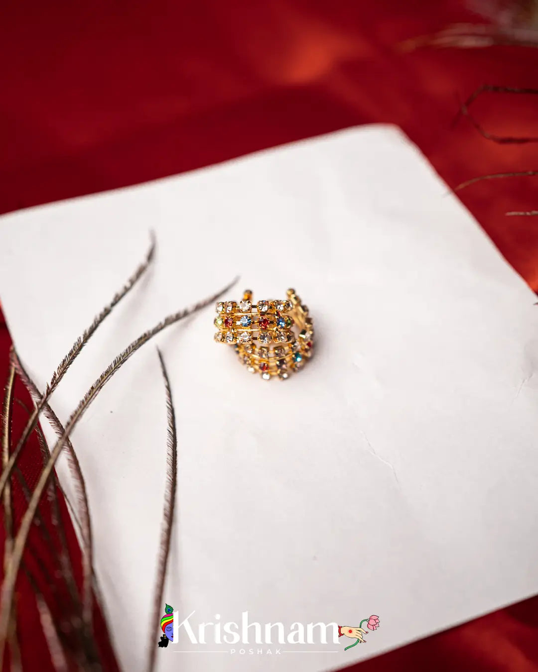 Kundan Elegant Kangan for Shree Radha ,Shree Krishna & Laddu Gopal Ji (Fits to Size 2to5) (1Set) - Krishnam Poshak