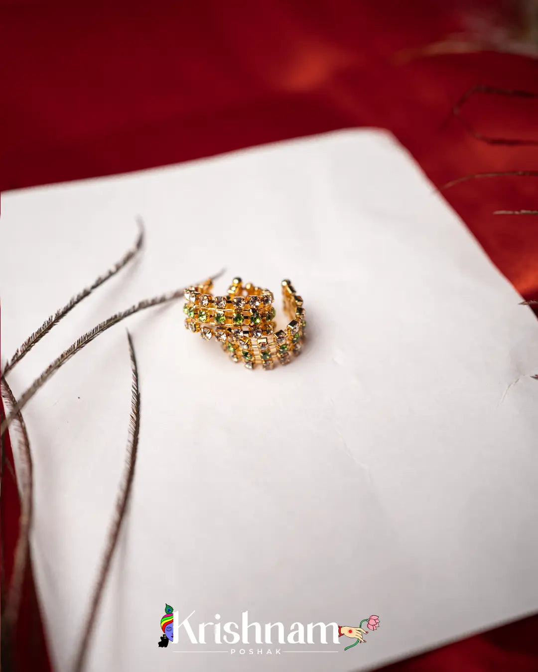 Kundan Elegant Kangan for Shree Radha ,Shree Krishna & Laddu Gopal Ji (Fits to Size 2to5) (1Set) - Krishnam Poshak