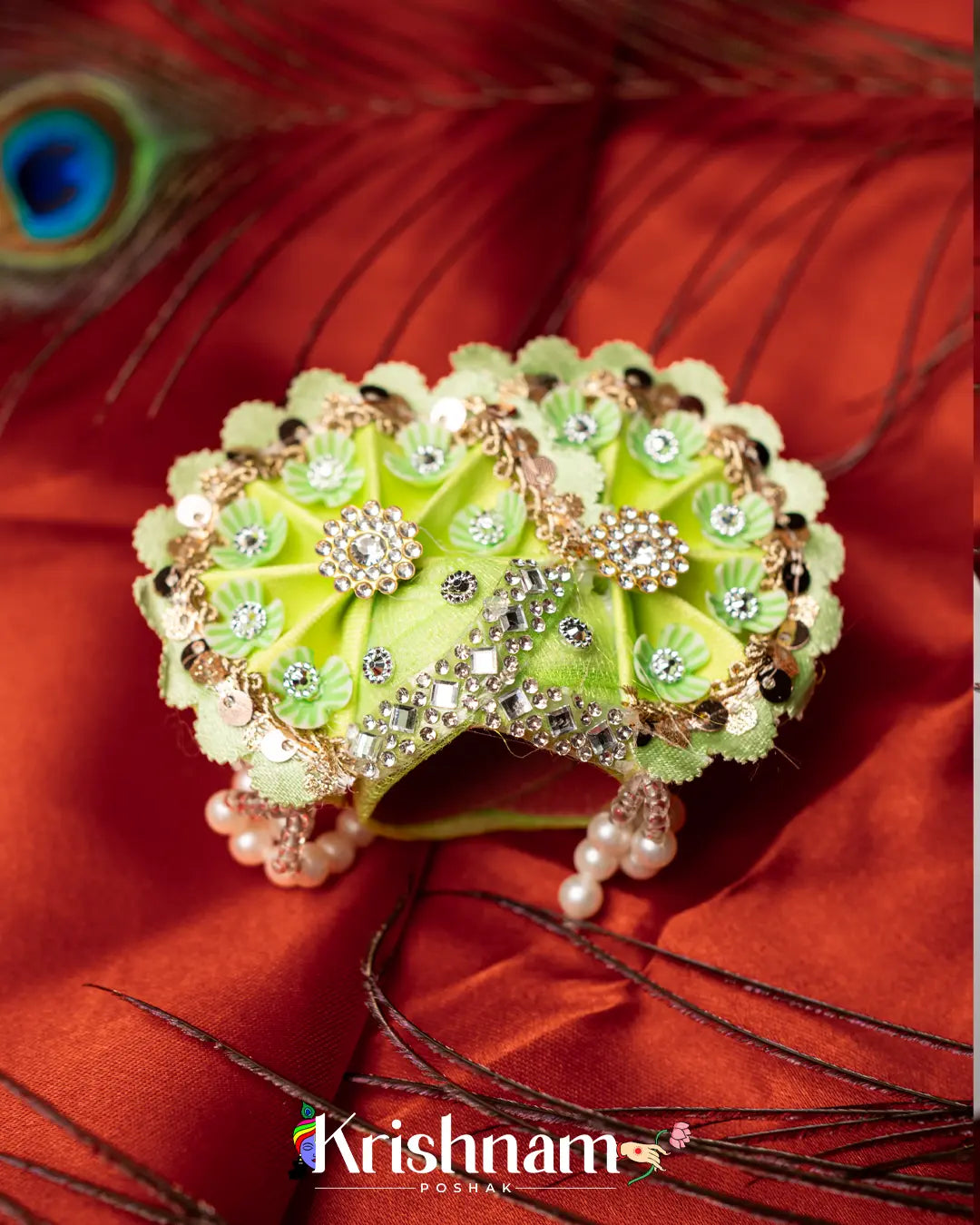 Heavy Work Pagdi For Shri Krishna & Laddu Gopal Ji - Krishnam Poshak