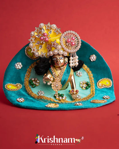 Green Net & Velvet Dress for Laddu Gopal (Pagdi Not Included) - Lord of Universe