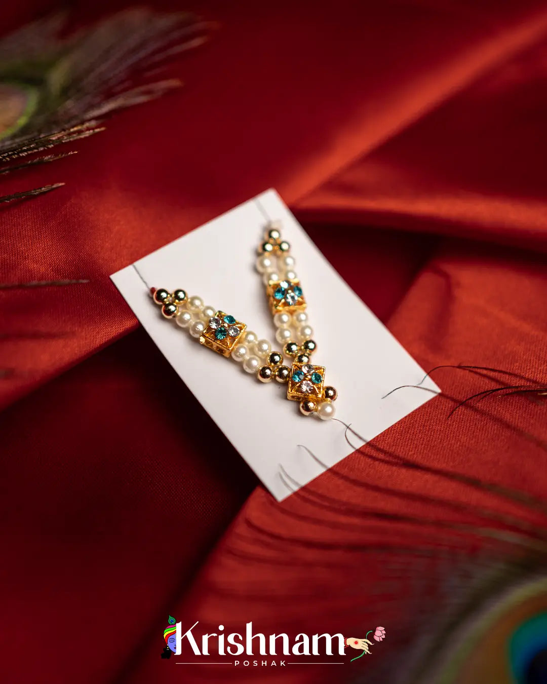 Moti Mala with Kundan for Shri Krishna, Radha & Laddu Gopal Ji (2-5 Size) - Krishnam Poshak