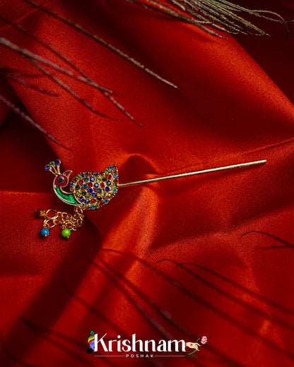 Kundan Peacock Bansuri for Shri Krishna & Laddu Gopal Ji (Size 3to6) - Krishnam Poshak