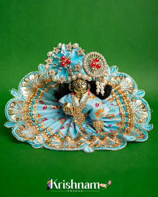 Blue Kota Doria Dress for Laddu Gopal Poshak (Pagdi Not Included) Lord of Universe