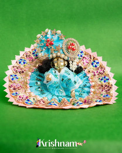 Sky Blue Net Dress For Laddu Gopal (Without Pagdi ) - Krishnam Poshak