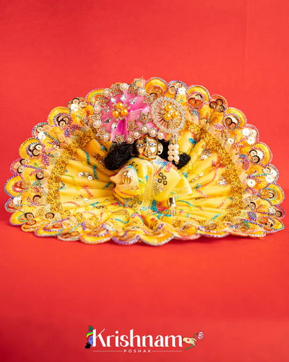 Net Yellow Dress With Thread work For Laddu Gopal (Without Pagdi ) - Krishnam Poshak
