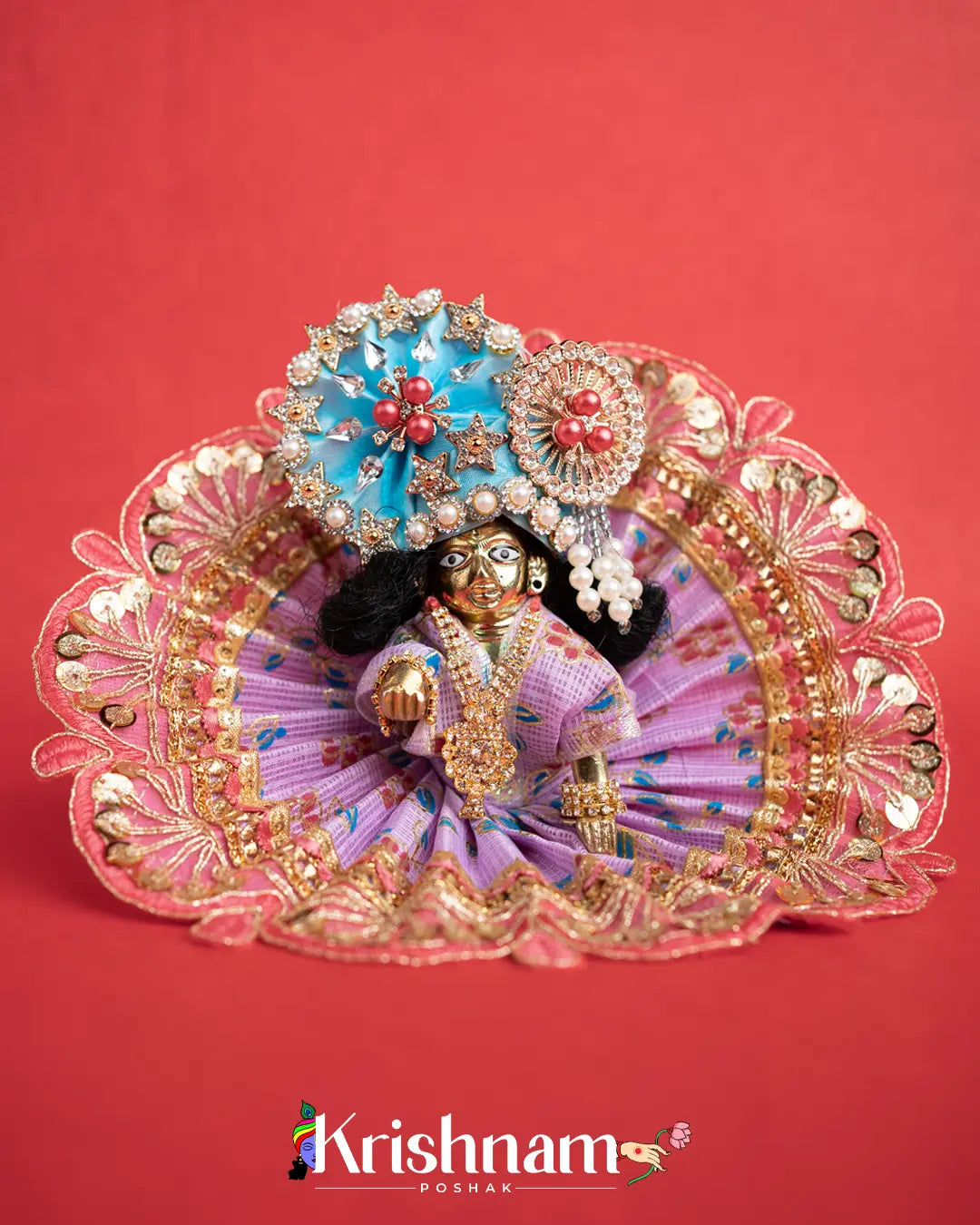 Purple Kota Doria Dress for Laddu Gopal (Pagdi Not Included) Krishnam Poshak