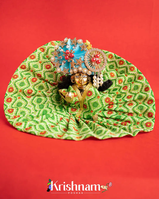 Printed  Cotton Green Dress For Laddu Gopal (Without Pagdi ) - Lord of Universe