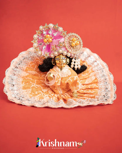 Cotton Orange With Silver Work For Laddu Gopal (Without Pagdi ) - Krishnam Poshak