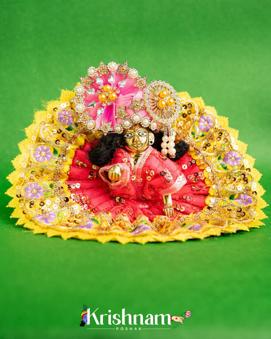 Red Net Dress For Laddu Gopal (Without Pagdi ) - Krishnam Poshak