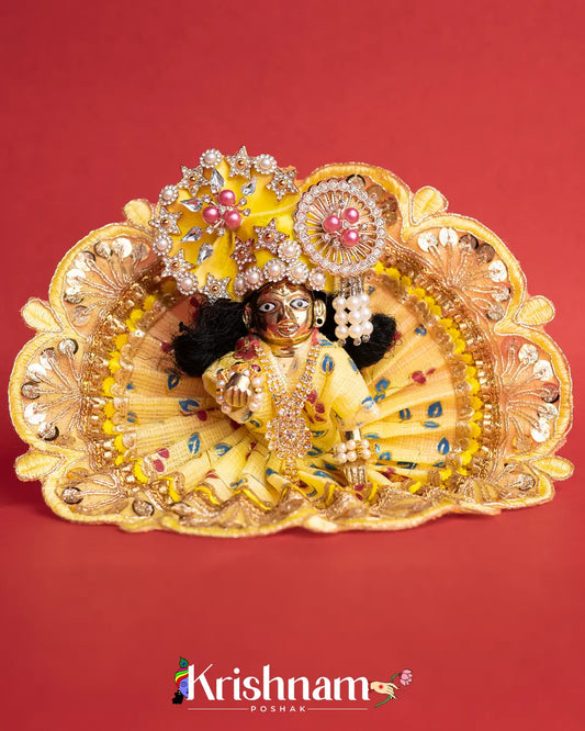 Yellow Kota Doria Dress for Laddu Gopal (Pagdi Not Included) Lord of Universe