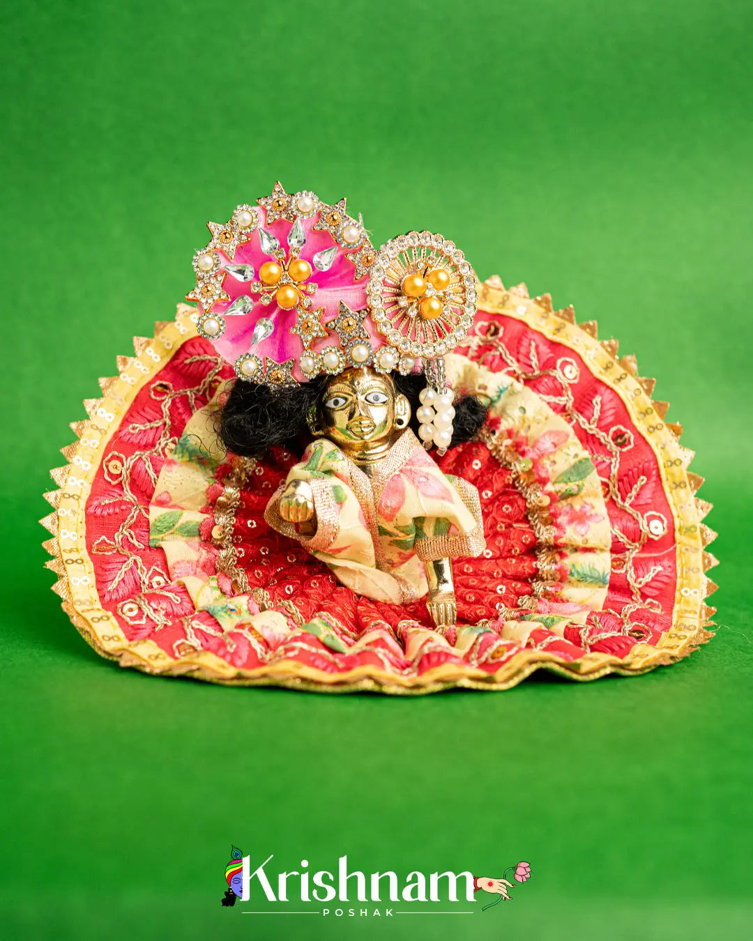 Cotton Red Dress For Laddu Gopal (Without Pagdi ) - Lord of Universe