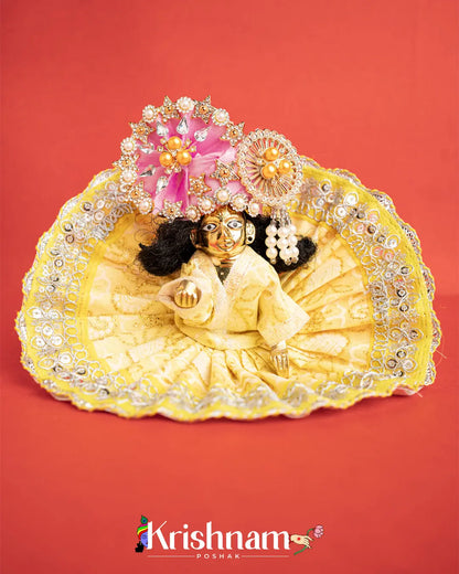 Cotton Yellow With Silver Work For Laddu Gopal (Without Pagdi ) - Krishnam Poshak