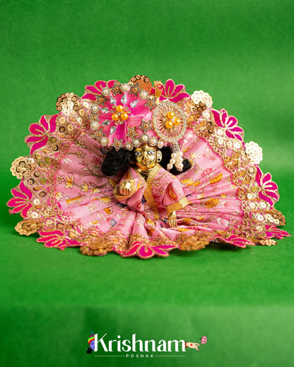 Pink Floral Dress For Laddu Gopal (Without Pagdi ) - Krishnam Poshak