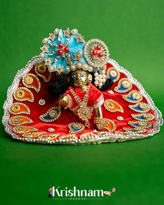 Red Soft Velvet Heavy Dress for Laddu Gopal (Patka Included & Pagdi Not Included) - Lord of Universe