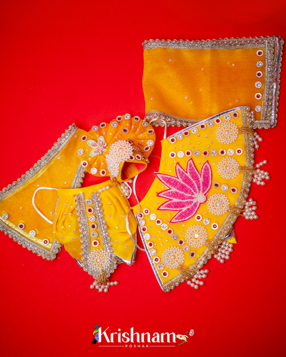 Yellow Lotus Heavy dress for Radha Krishna ji Krishnam Poshak