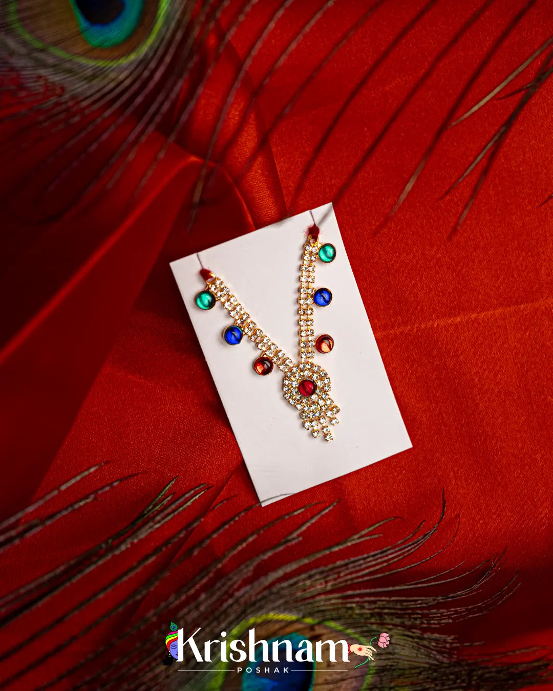 Kundan Heavy Mala for Shri Krishna, Radha & Laddu Gopal Ji (Size 3to5) - Krishnam Poshak