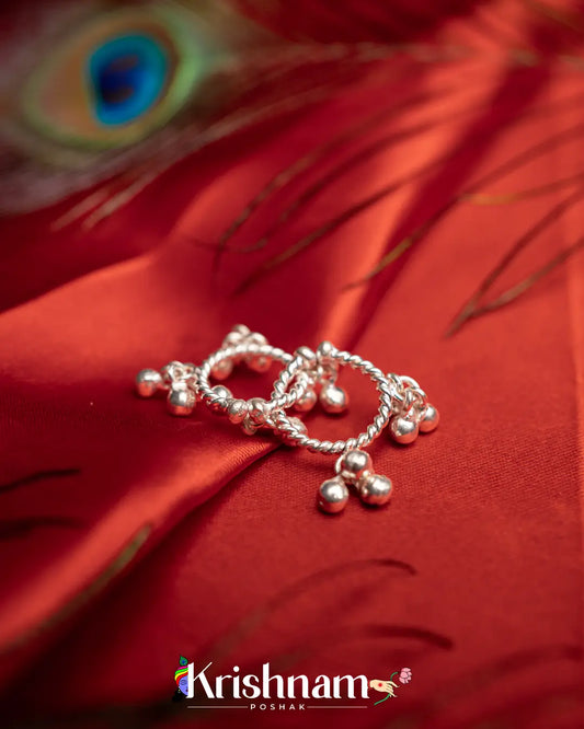 Silver Handmade Ghungroo Payal Shree Krishna, Shree Radha Rani & Laddu Gopala Ji (7.5 Grams Approx.) (1 Set) - Lord of Universe