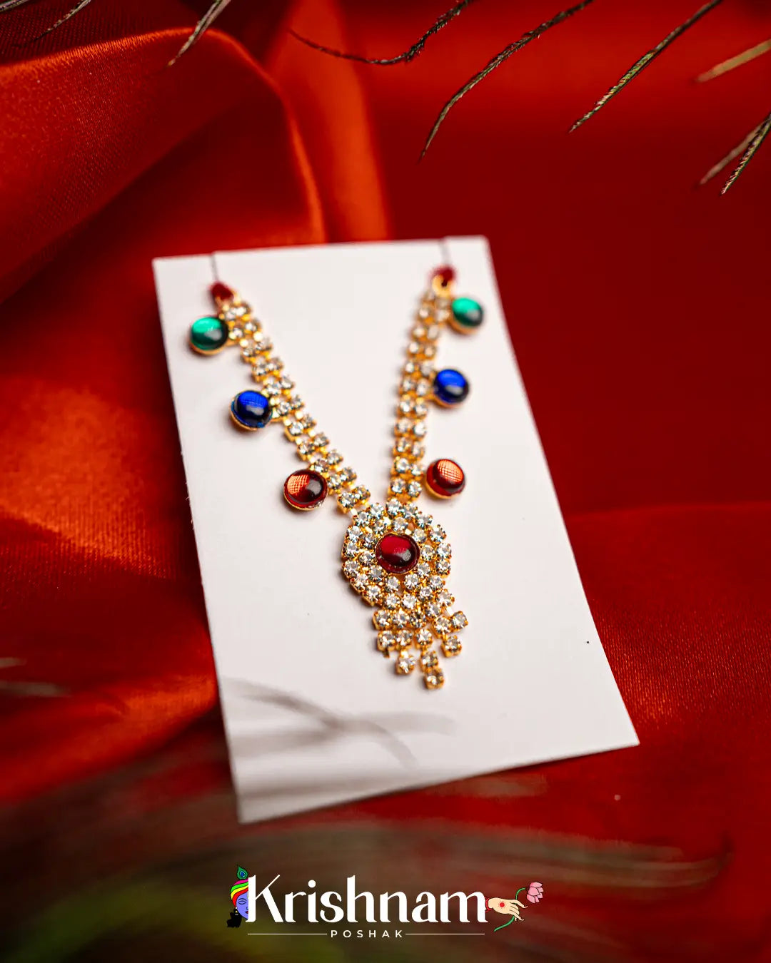 Kundan Heavy Mala for Shri Krishna, Radha & Laddu Gopal Ji (Size 3to5) - Krishnam Poshak