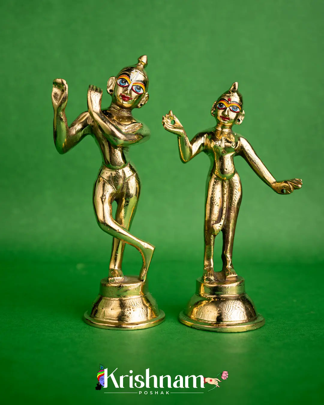 Brass Radha Krishna Idol With Tribhanga Posture (7 Inch) (4No) - Lord of Universe