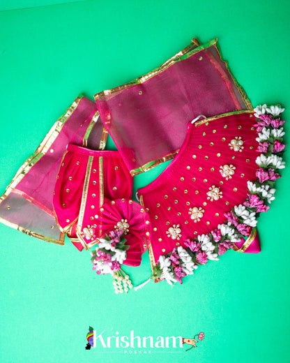 Magenta Floral Heavy dress for Radha Krishna ji Krishnam Poshak
