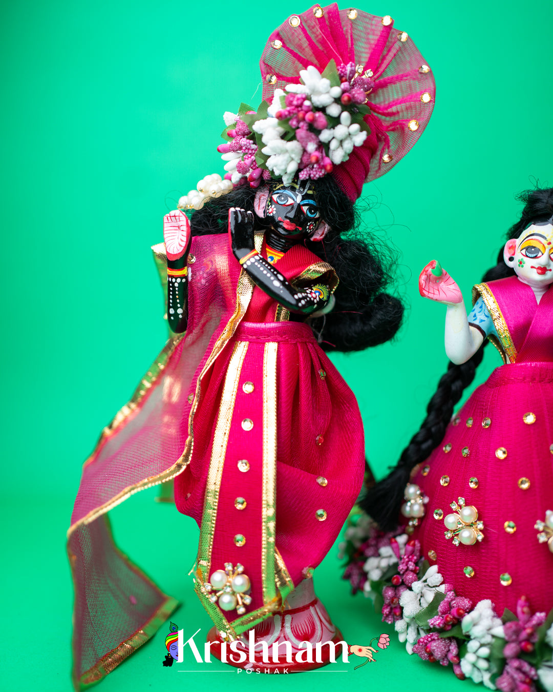 Magenta Floral Heavy dress for Radha Krishna ji Krishnam Poshak