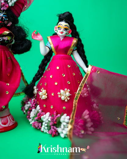 Magenta Floral Heavy dress for Radha Krishna ji Krishnam Poshak