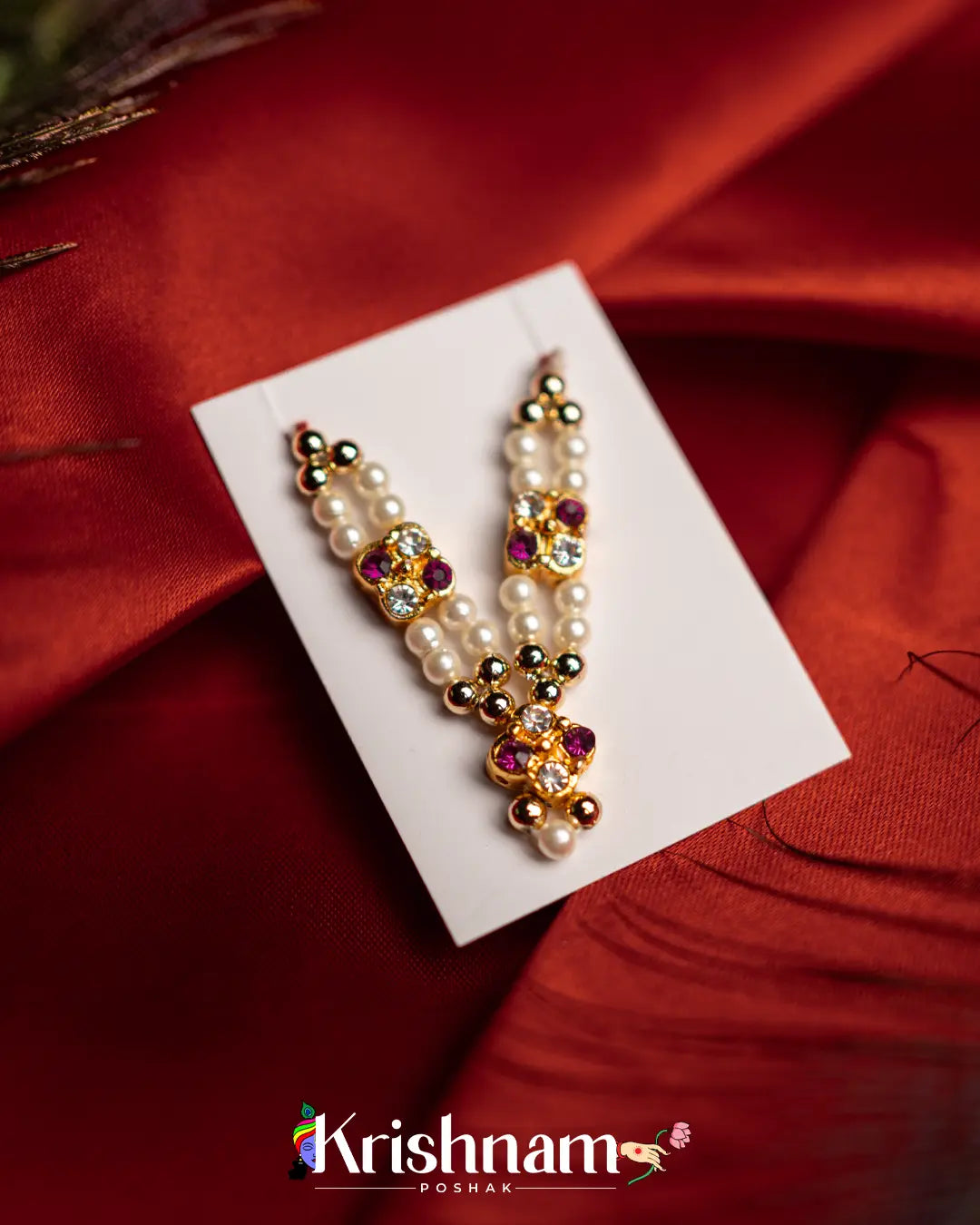 Moti Mala with Kundan for Shri Krishna, Radha & Laddu Gopal Ji (2-5 Size) - Krishnam Poshak