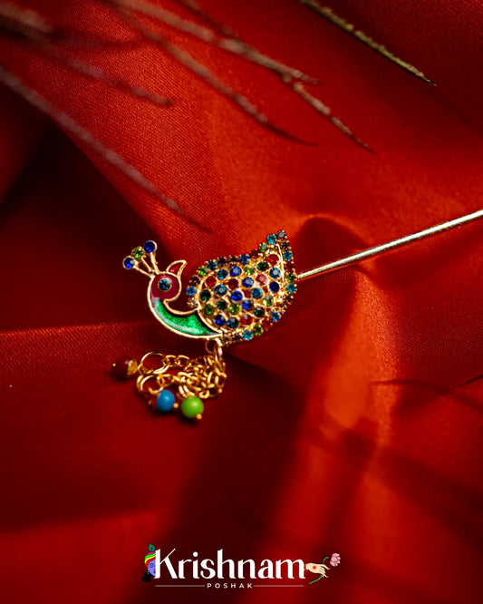 Kundan Peacock Bansuri for Shri Krishna & Laddu Gopal Ji (Size 3to6) - Lord of Universe