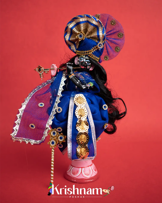 "Navy Blue Radha Krishna Dress - Crafted with Love in Rajasthan" (Dress Only) (Pagdi & Bansuri Included) - Krishnam Poshak