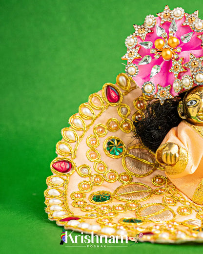Beige Dress With Golden Work For Laddu Gopal (Without Pagdi ) - Lord of Universe