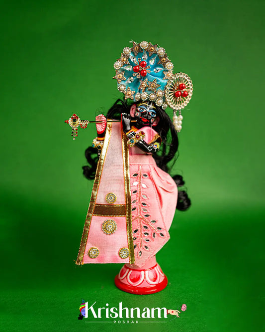 "Exquisite Handmade Baby Pink Radha Krishna Dresses - Crafted with Love in Kolkata" (Dress Only) (Pagdi Not Included) Lord of Universe