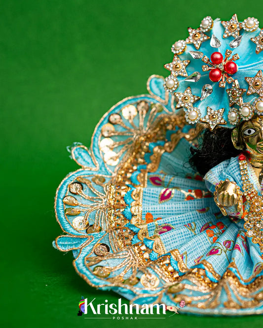Blue Kota Doria Dress for Laddu Gopal Poshak (Pagdi Not Included) Lord of Universe