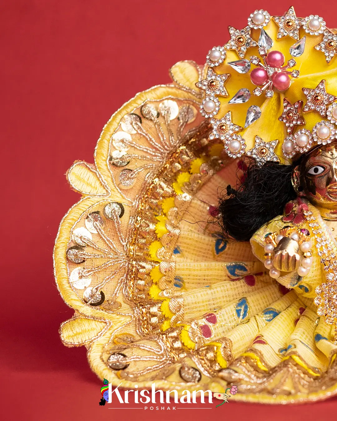 Yellow Kota Doria Dress for Laddu Gopal (Pagdi Not Included) Krishnam Poshak