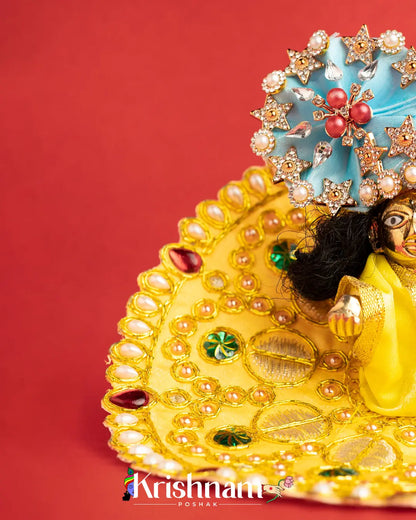 Yellow Dress With Golden Work For Laddu Gopal (Without Pagdi ) - Krishnam Poshak