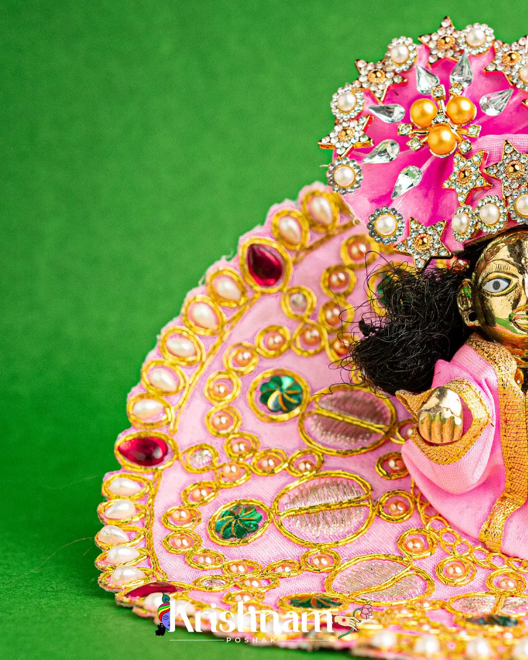 Baby Pink Dress With Golden Work For Laddu Gopal (without Pagdi ) - Lord of Universe