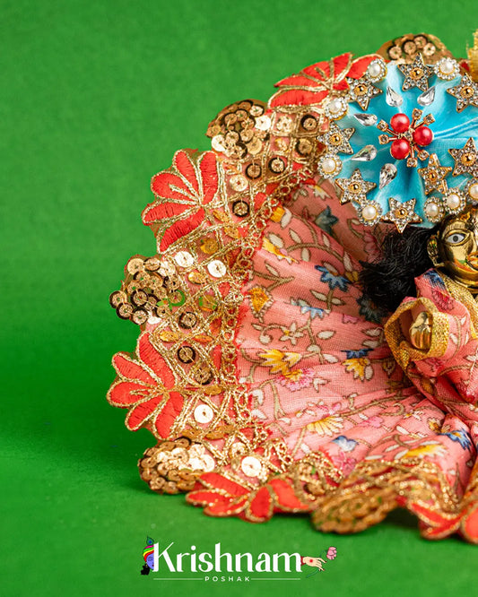 Red Floral Dress For Laddu Gopal (Without Pagdi ) - Krishnam Poshak