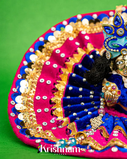 Velvet Blue & Pink Dress for Laddu Gopal (Pagdi & Patka Included) Krishnam Poshak