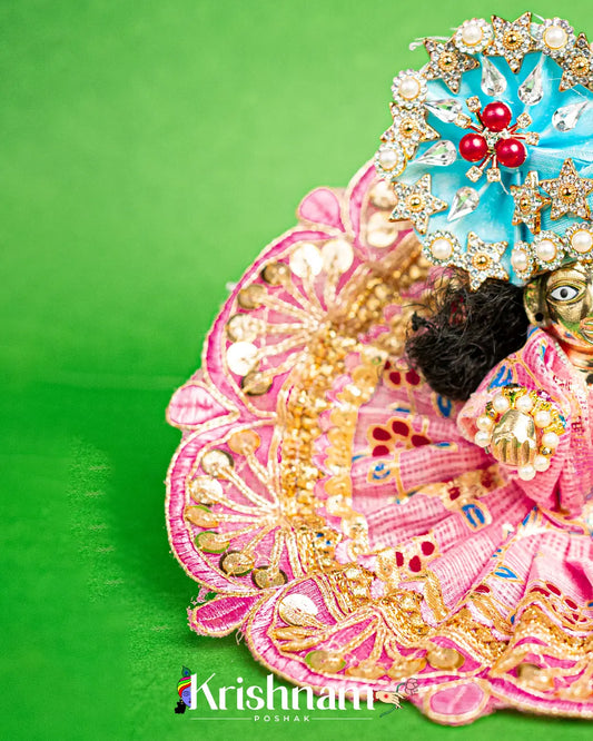 Baby Pink Kota Doria Dress for Laddu Gopal (Pagdi Not Included) Lord of Universe
