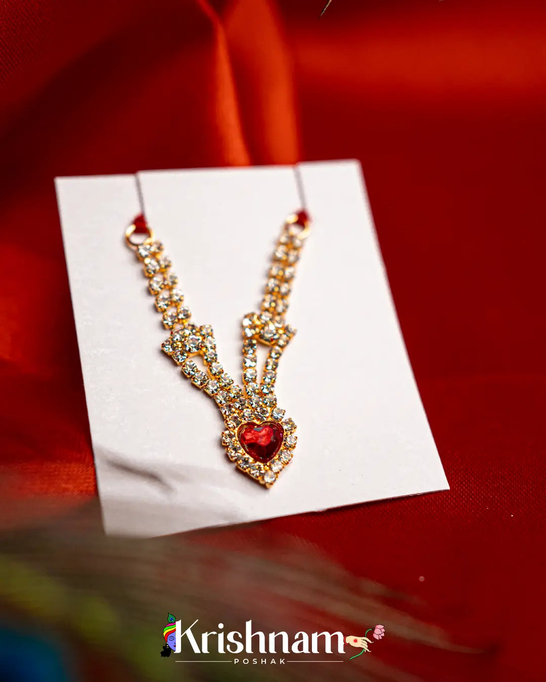 Kundan Heavy Heart Shape Mala for Shri Krishna, Radha & Laddu Gopal Ji (Size 2to5) - Krishnam Poshak