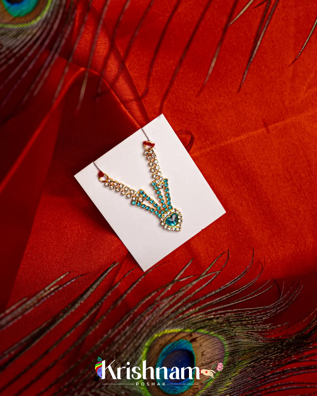 Kundan Heavy Heart Shape Mala for Shri Krishna, Radha & Laddu Gopal Ji (Size 2to5) - Krishnam Poshak