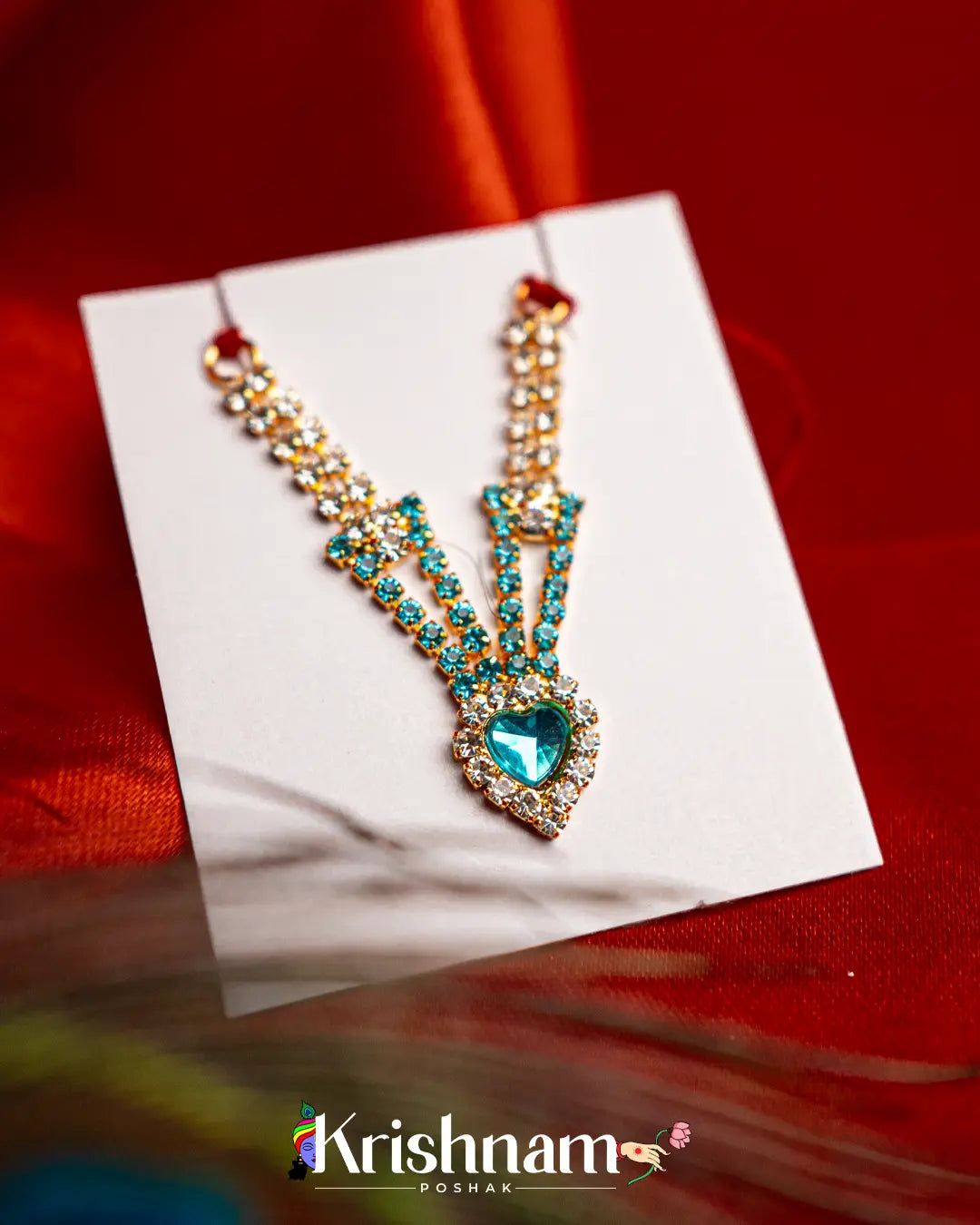 Kundan Heavy Heart Shape Mala for Shri Krishna, Radha & Laddu Gopal Ji (Size 2to5) - Krishnam Poshak