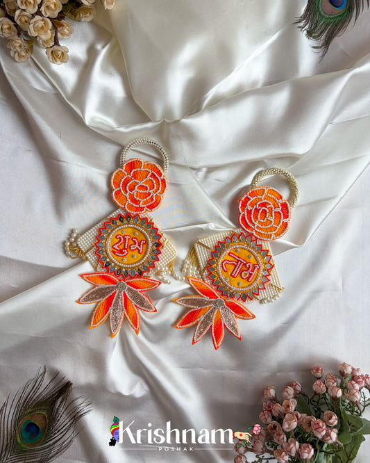 Orange Floral Shubh Labh Aesthetic Handmade Wall Hanging, Door Hanging, Toran for Festivals Decoration (Copy) Lord of Universe