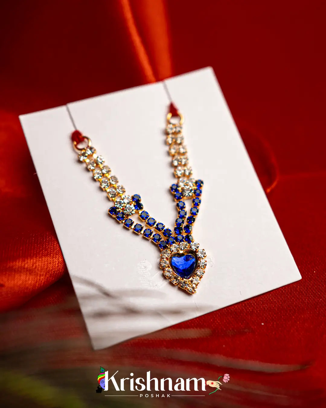 Kundan Heavy Heart Shape Mala for Shri Krishna, Radha & Laddu Gopal Ji (Size 2to5) - Krishnam Poshak