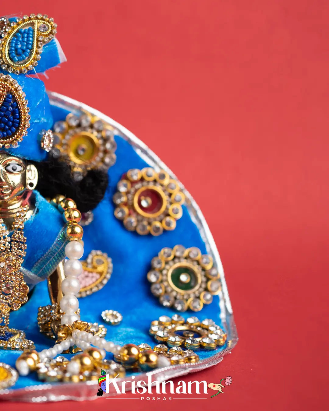 Blue Soft Velvet Heavy Laddu Gopal Dress (Pagdi & Patka Included) - Lord of Universe